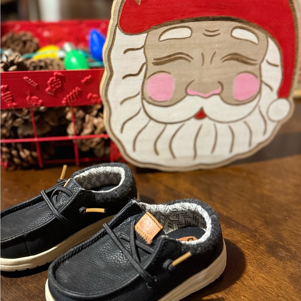 Hey Dude Black Kids Shoes with Faux Fur